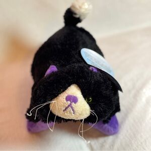 Pillow Pets PeeWee Curious Black Cat Retired Kitty Fluffy Kitten Nap Time Toy